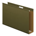 Pendaflex Extra Capacity Reinforced Hanging File Folders with Box Bottom, 3" Capacity, Legal Size, 1/5-Cut Tabs, Green, 25/Box