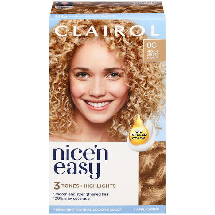 Clairol Nice N Easy Hair Color, Permanent, Medium Golden Blonde 8G by Pasteur Pharmacy