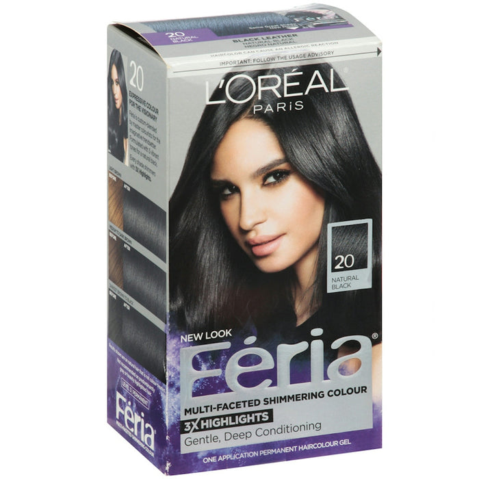 L'Oreal Paris Feria Permanent Hair Colour Gel, Natural Black 20 by Pasteur Pharmacy