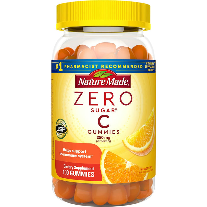 Nature Made Zero Sugar Vitamin C 250mg Gummies Orange Citrus Flavor by Pasteur Pharmacy