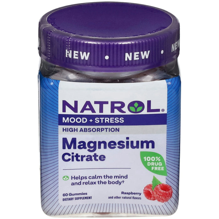 Natrol Mood & Stress Magnesium Citrate 330mg - Raspberry Flavor Gummies, 60 Count by Pasteur Pharmacy