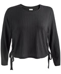 Love,Fire Plus Size Ruched Side-Tie Top Black - 1X by Vanessa Jane