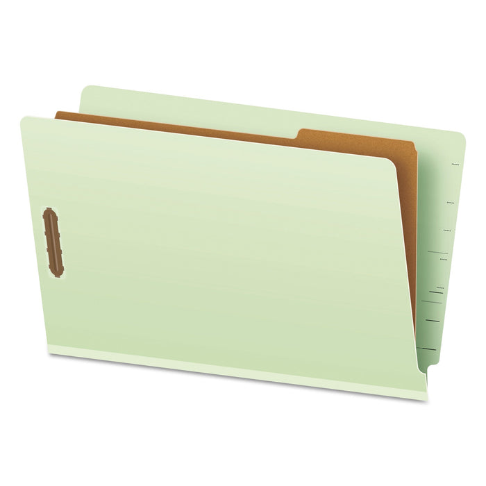 Pendaflex End Tab Classification Folders, 1 Divider, Legal Size, Pale Green, 10/Box