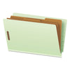 Pendaflex End Tab Classification Folders, 2 Dividers, Legal Size, Pale Green, 10/Box