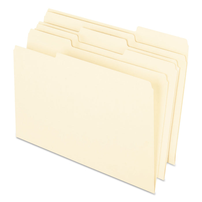 Pendaflex Earthwise by Pendaflex 100% Recycled Manila File Folder, 1/3-Cut Tabs: Assorted, Legal Size, 0.75" Expansion, Manila, 100/Box