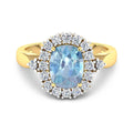 Genuine Diamond and Aquamarine Halo Ring by Fine Color Jewels