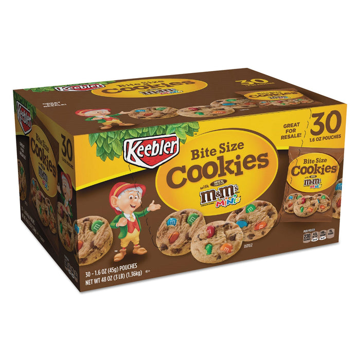 Keebler Mini Cookie Snack Packs, Chocolate Chip/MandMs, 1.6 oz Pouch, 30 Pouches/Carton