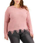 Full Circle Trends Trendy Plus Size Hooded Distressed Sweater by Vanessa Jane