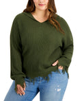 Full Circle Trends Trendy Plus Size Hooded Distressed Sweater by Vanessa Jane