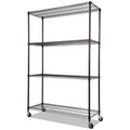 Alera NSF Certified 4-Shelf Wire Shelving Kit with Casters, 48w x 18d x 72h, Black