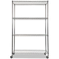 Alera NSF Certified 4-Shelf Wire Shelving Kit with Casters, 48w x 18d x 72h, Silver