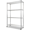 Alera NSF Certified 4-Shelf Wire Shelving Kit with Casters, 48w x 18d x 72h, Silver