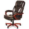 Alera Transitional Series Executive Wood Chair, Up to 275 lb, Chocolate Marble Bonded Leather Seat/Back, Walnut Wood Base