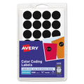 Avery Handwrite Only Self-Adhesive Removable Round Color-Coding Labels, 0.75" dia, Black, 28/Sheet, 36 Sheets/Pack, (5459)