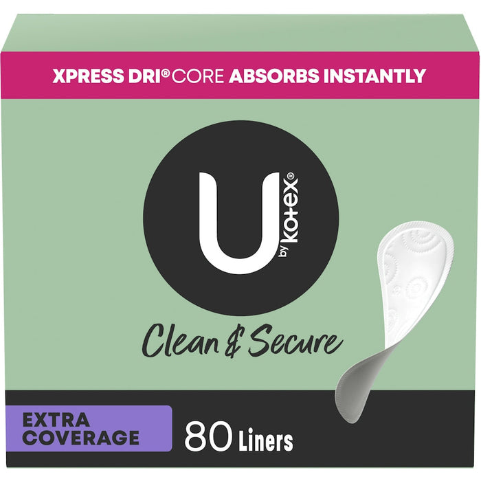 U by Kotex Clean & Secure Pantyliners, Extra Coverage, 16 Count by Pasteur Pharmacy