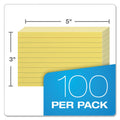 Oxford Ruled Index Cards, 3 x 5, Canary, 100/Pack