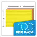 Oxford Ruled Index Cards, 3 x 5, Glow Green/Yellow, Orange/Pink, 100/Pack