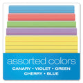 Oxford Ruled Index Cards, 3 x 5, Blue/Violet/Canary/Green/Cherry, 100/Pack