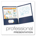Oxford High Gloss Laminated Paperboard Folder, 100-Sheet Capacity, 11 x 8.5, Navy, 25/Box
