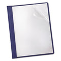 Oxford Clear Front Linen Report Cover, Three-Prong Fastener, 0.5" Capacity, 8.5 x 11, Clear/Navy, 25/Box