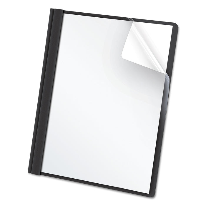 Oxford Clear Front Standard Grade Report Cover, Three-Prong Fastener, 0.5" Capacity, 8.5 x 11, Clear/Black, 25/Box