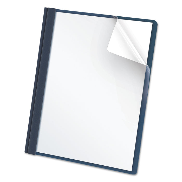 Oxford Clear Front Standard Grade Report Cover, Three-Prong Fastener, 0.5" Capacity, 8.5 x 11,  Clear/Dark Blue, 25/Box