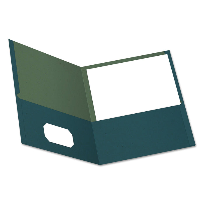 Oxford Earthwise by Oxford 100% Recycled Paper Twin-Pocket Portfolio, 100-Sheet Capacity, 11 x 8.5, Blue, 25/Box