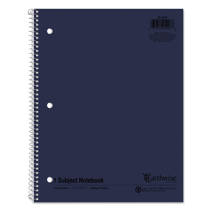 Oxford Earthwise by Oxford Recycled Single Subject Notebook, Medium/College Rule, Randomly Assorted Covers, 11 x 8.5, 100 Sheets