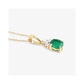 Genuine 10K Zambian Emerald Diamond Solitaire Pendant by Fine Color Jewels