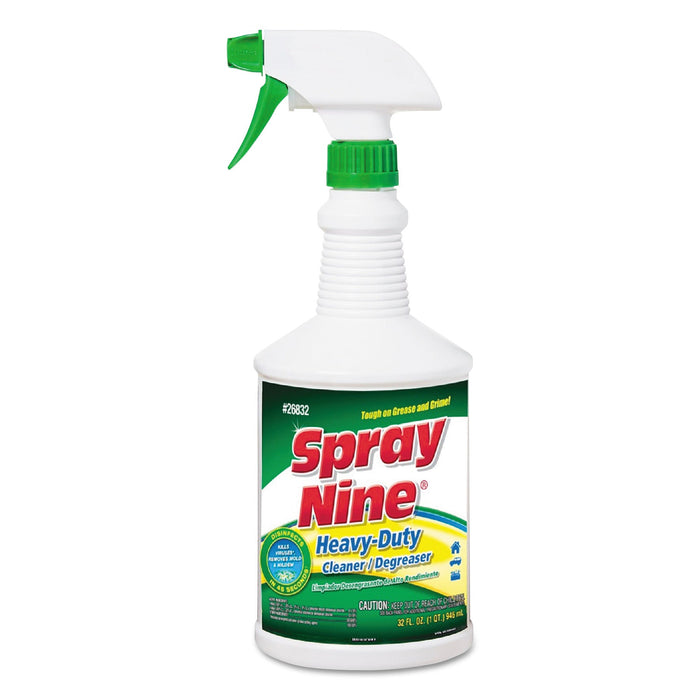 Spray Nine Heavy Duty Cleaner/Degreaser/Disinfectant, Citrus Scent, 32 oz, Trigger Spray Bottle, 12/Carton