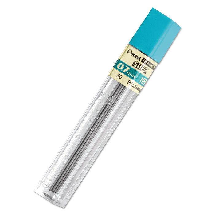 Pentel Super Hi-Polymer Lead Refills, 0.7 mm, HB, Black, 12/Tube