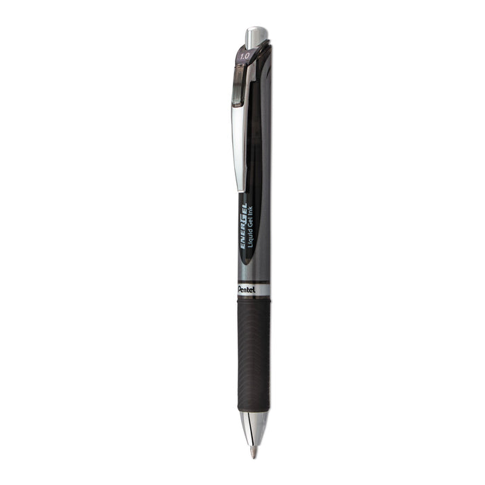 Pentel EnerGel RTX Gel Pen, Retractable, Bold 1 mm, Black Ink, Black/Gray Barrel