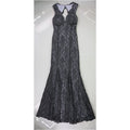 Morgan and Co Womens Scalloped Lace Gown Dress, Blue, 1/2 by Vanessa Jane