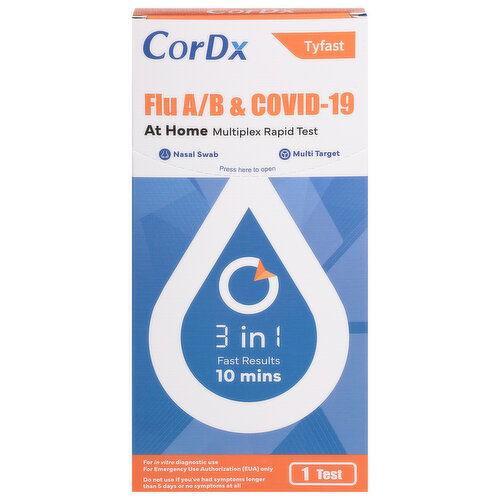 CorDx Tyfast Multiplex Rapid Test, At Home, Flu A/B & COVID-19 by Pasteur Pharmacy