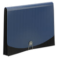 Smead 12-Pocket Poly Expanding File, 0.88" Expansion, 12 Sections, Cord/Hook Closure, 1/6-Cut Tabs, Letter Size, Black/Blue