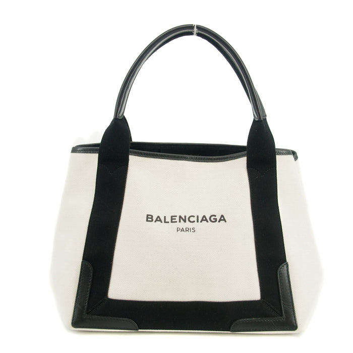 Balenciaga Logo White / Black Canvas Cabas Tote Bag-#3163 by Bolt Boutique