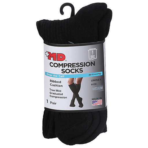 MD Md Ribbed Cushion Over The Calf Compression Socks - 1 Pair by Pasteur Pharmacy