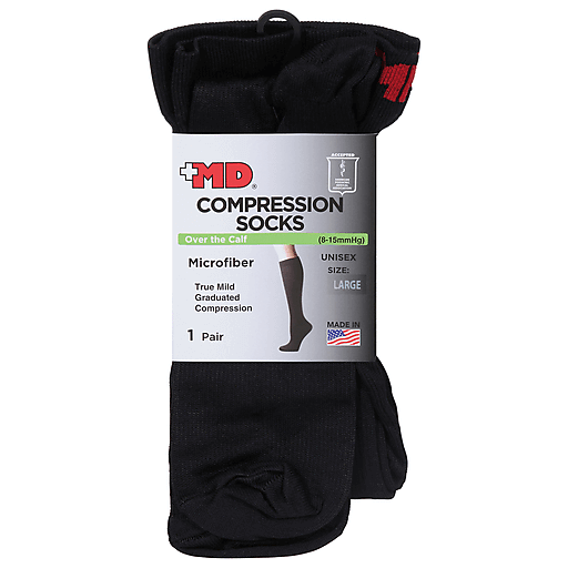 Md Large Unisex Microfiber Black Over The Calf Compression Socks 1Ea by Pasteur Pharmacy