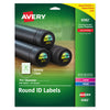 Avery Round Print-to-the Edge Labels with SureFeed and EasyPeel, 1.67" dia, Glossy Clear, 500/PK