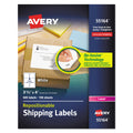 Avery Repositionable Shipping Labels w/SureFeed, Laser, 3.33 x 4, White, 600/Box