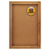 Quartet Enclosed Bulletin Board, Natural Cork/Fiberboard, 24 x 36, Oak Frame