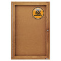 Quartet Enclosed Bulletin Board, Natural Cork/Fiberboard, 24 x 36, Oak Frame