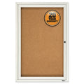 Quartet Enclosed Bulletin Board, Natural Cork/Fiberboard, 24 x 36, Silver Aluminum Frame