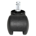 Alera Dual Wheel Hooded Casters, Grip Ring Type B Stem, 1.5" Hard Nylon Wheel, Matte Black, 5/Set