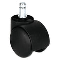 Alera Dual Wheel Hooded Casters, Grip Ring Type B Stem, 1.5" Hard Nylon Wheel, Matte Black, 5/Set