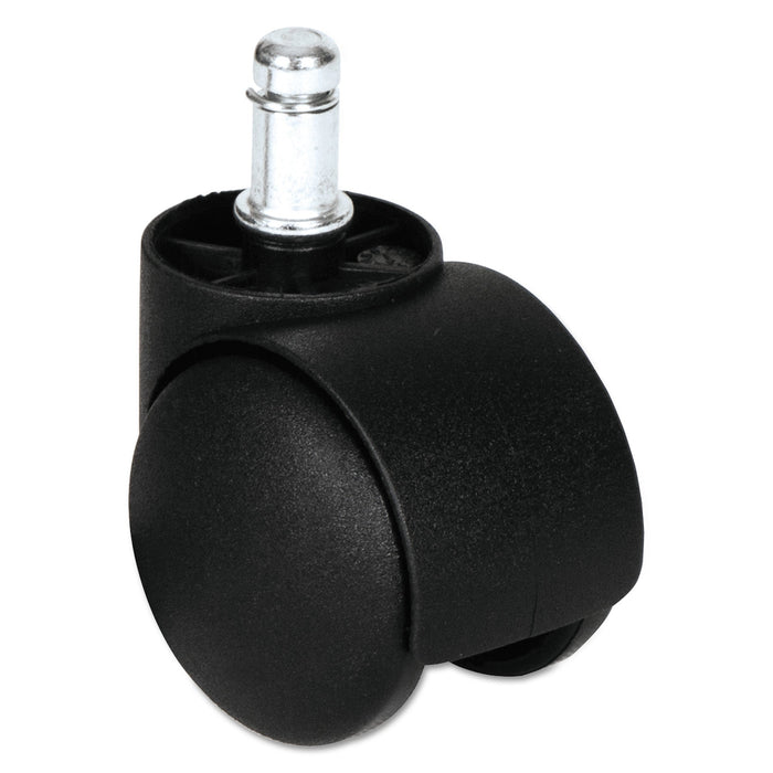 Alera Dual Wheel Hooded Casters, Grip Ring Type B Stem, 1.5" Hard Nylon Wheel, Matte Black, 5/Set