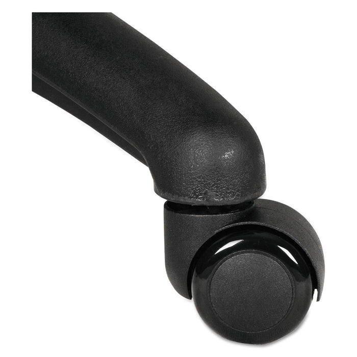Alera Dual Wheel Hooded Casters, Grip Ring Type B Stem, 2" Soft Nylon Wheel, Black, 5/Set