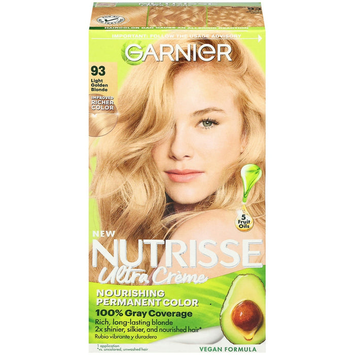 Nutrisse Garnier Nourishing Hair Color Creme, Permanent, Light Golden Blonde 93 by Pasteur Pharmacy