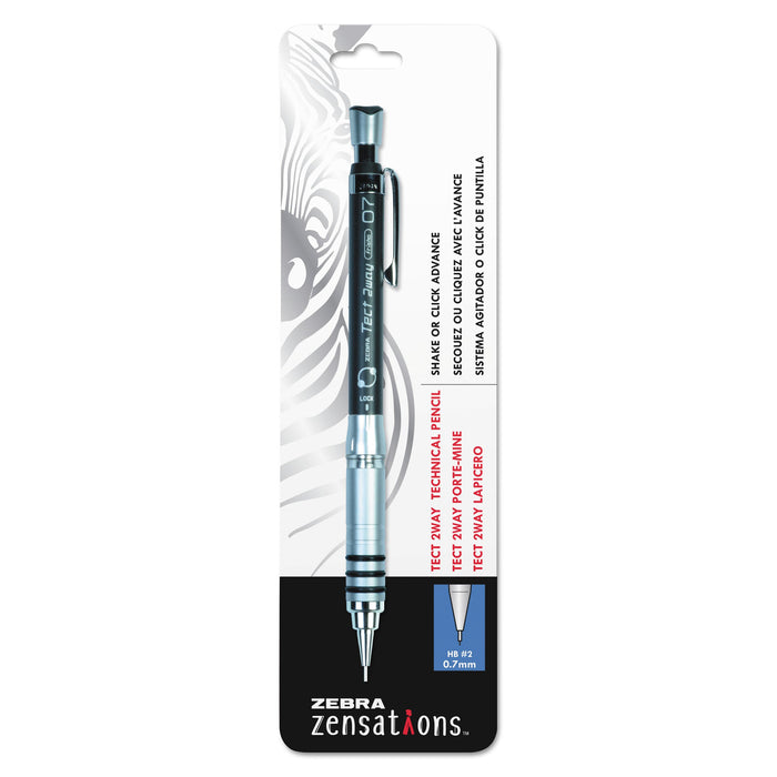 Zebra Zensations Tect 2way 1000 Technical Pencil, 0.7 mm, HB (#2), Black Lead, Black Barrel