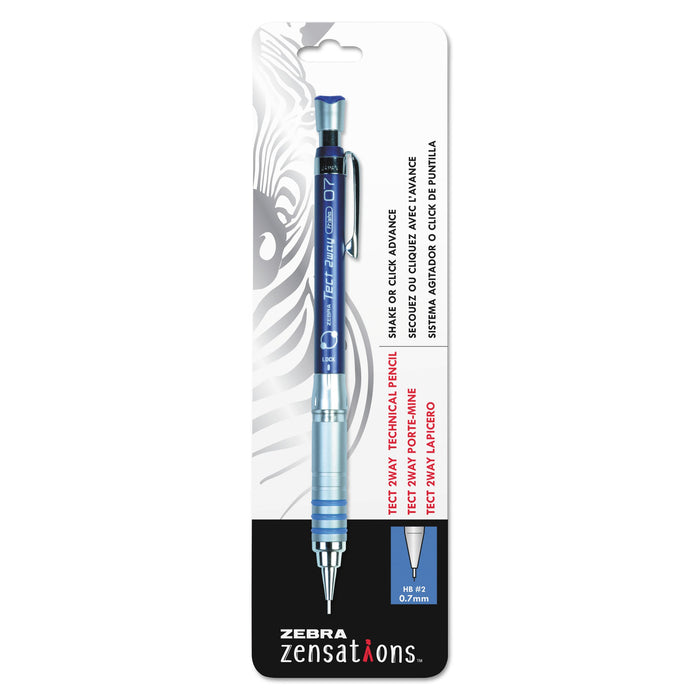 Zebra Zensations Tect 2way 1000 Technical Pencil, 0.7 mm, HB (#2), Black Lead, Blue Barrel